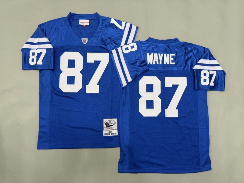 Men 2025 Indianapolis Colts #87 Wayne blue Throwback Limited NFL Jersey style 001